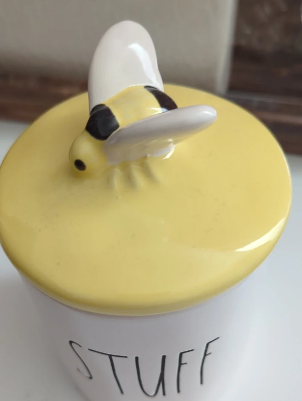 Rae Dunn White Ceramic Canister Base with Black Logo